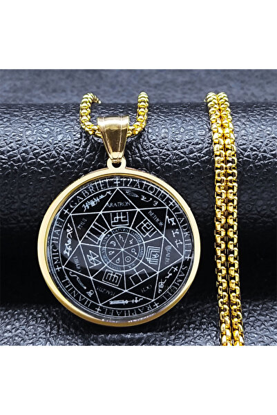 Choice A 60cm BOX GD Seal of Seven Archangels Medal Stainless Steel Glass Nec...