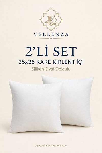 Vellenza 2’li 35x35 Kare Kırlent İçi Silikon Elyaf Dolgulu Yumuşak Dolgun Dek...