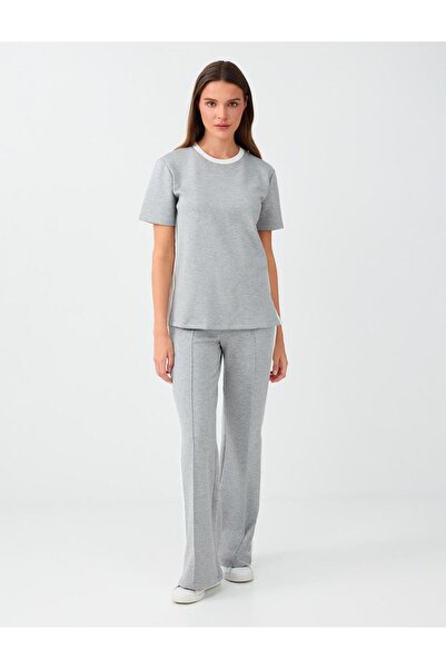 Jimmy Key Gray Melange Straight Cut Knitted Trousers