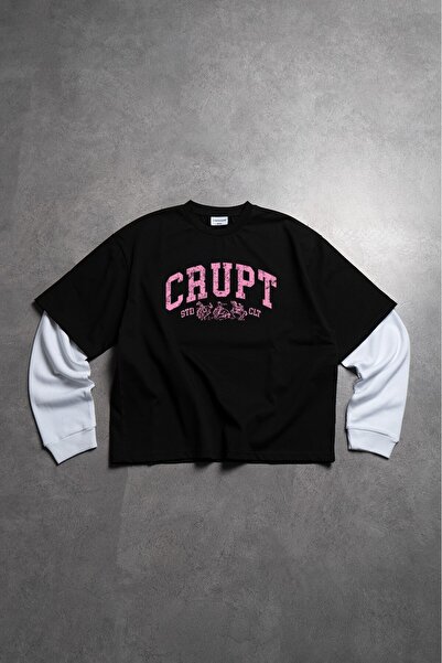 Crupt Studio Tricou negru pentru bărbați Shadow Club, cu mânecă lungă, croial...