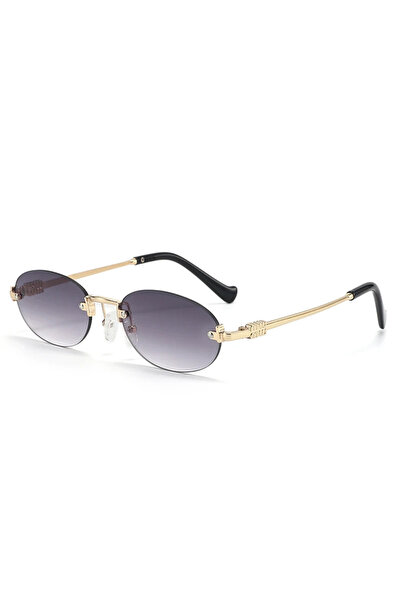 Choice1 doubel gray Oval Frameless Sunglasses for Women 2026 New Alloy Graidn...