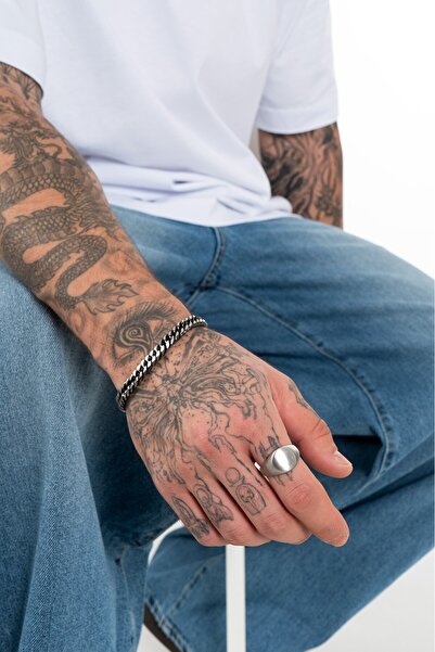UKHWD SUPPLY Men's Bracelet - Steel Oxide Chain Ka1207Gm