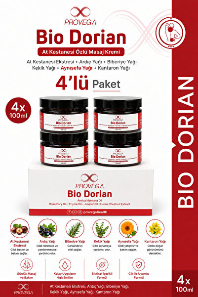Provega (4'lü paket) Bio Dorian %100 Doğal At Kestanesi Özlü Vücut Bakım Krem...