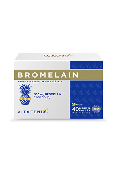 Vitafenix Bromelain 500 mg Takviye Edici Gıda 2400 GDU/g 40 Kapsül