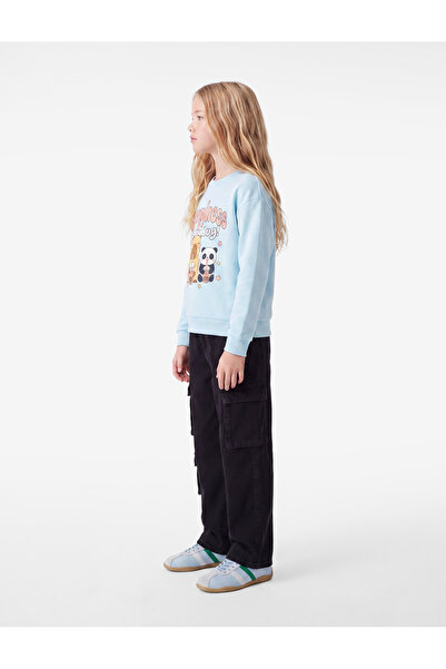 Koton Long Sleeve Crew Neck Brushed Inside Printed Sweatshirt