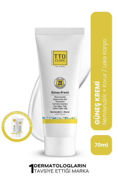 TTO Güneş Koruyucu Krem SPF 50+ Leke Karşıtı 70 ml Renksiz Clinic Tüm Ciltler