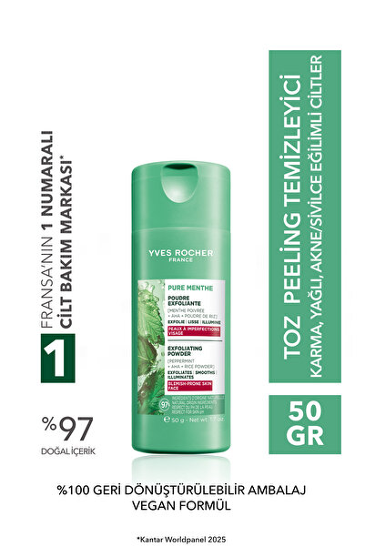 Yves Rocher Powder Peeling Cleanser Aha-Combination/Oily/Acne-Prone Skin -Pur...