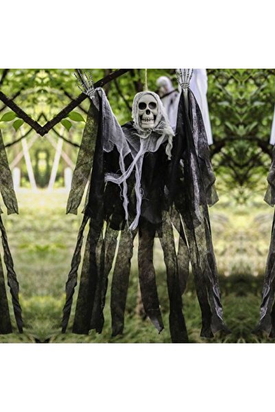 partidolu Halloween 1 Adet 90x80 cm Jüt Kumaş Kafatası Kurukafalı İskelet Ell...