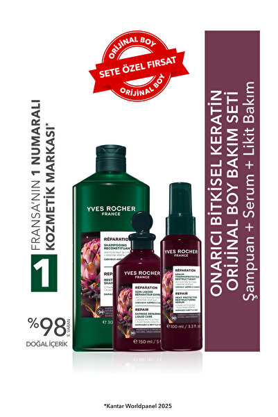 Yves Rocher Onarıcı Bitkisel Keratin Orijinal Boy Saç Seti-Şampuan 300 ml&Lik...