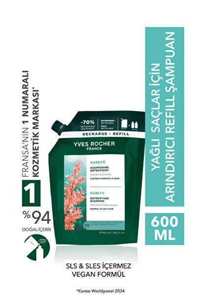 Yves Rocher Arındırıcı Refill Şampuan - Yağlı Saçlar / Purete - SLS,SLES içer...