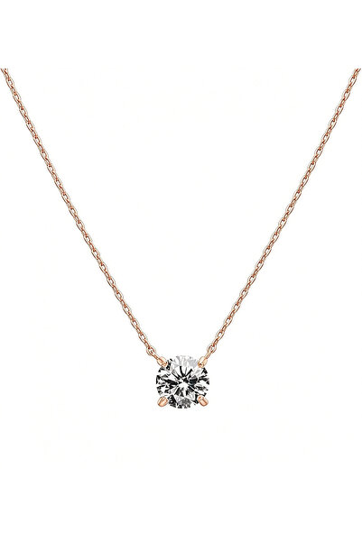 Generic Brand Women Rose Gold Tone Simulated Diamond Necklace
