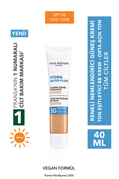 Yves Rocher BB Krem 50 SPF - Ton Eşitleyici Renkli Nemlendirici Güneş Kremi -...