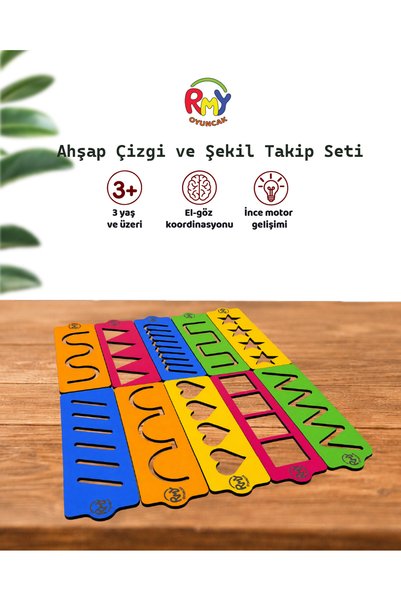 RMY Wooden Line Tracing Set |   Educational Template Set |   Hand-Eye Coordination Toy (10 Pieces)