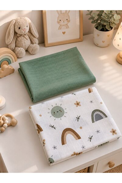 Fulya Tuhafiye 100% Cotton 2-Piece Muslin Baby Blanket Set Oeko-Tex Certified...