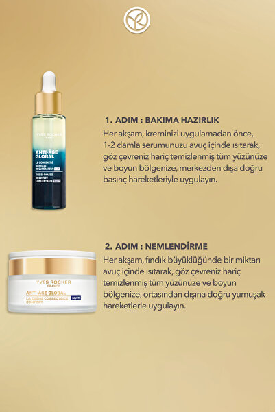 Yves Rocher Yaşlanma Karşıtı Gece 2'li Bakım Seti -Gece Serumu 30ml & Gece Kremi 50 ml
