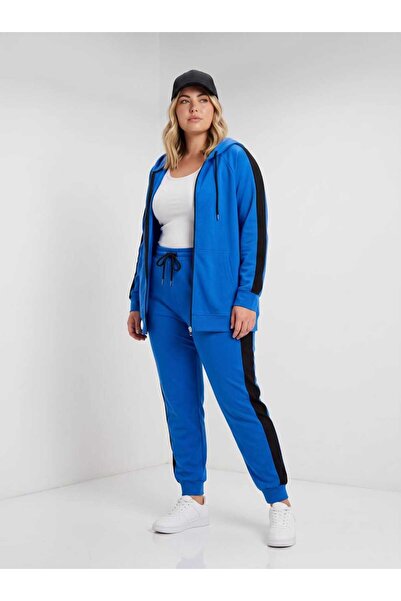 Koza Butik Set de trening pentru damă, cu dungi laterale, mărime mare, 3504-23