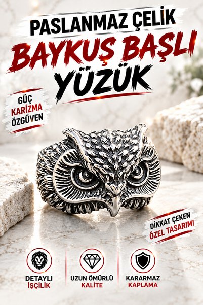 FG KONNİCHİWA Gothic Vintage Vintage Wolf Bull Cat Skull Hawk Rings for Men W...