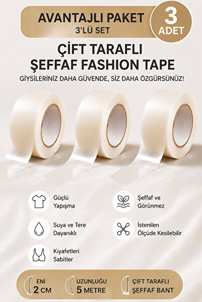 Atelier Tuberose Bandă transparentă pentru piept, cu două fețe, pachet de 3, ...