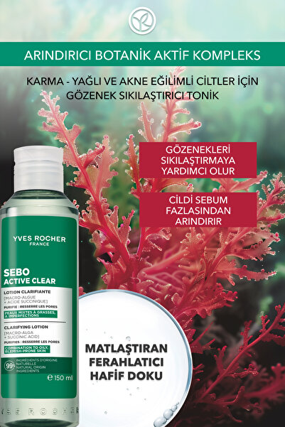 Yves Rocher Arındırıcı Gözenek sıkılaştırıcı Tonik-Süksinik Asit&Çinko-Sebo Active Clear Botanik Kompleks-150ml