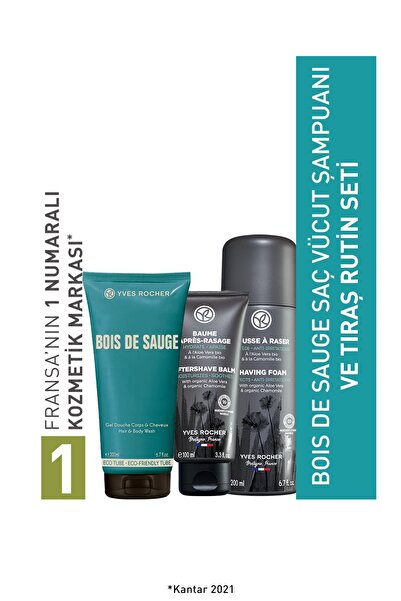 Yves Rocher Bois de Sauge Saç Vücut Şampuanı ve Tıraş Rutin Seti-9916813