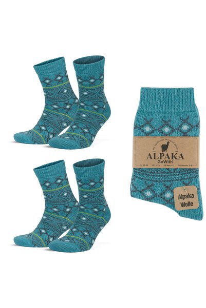 GoWith Pereche de șosete termice de iarnă pentru femei din lână de alpaca cu ...