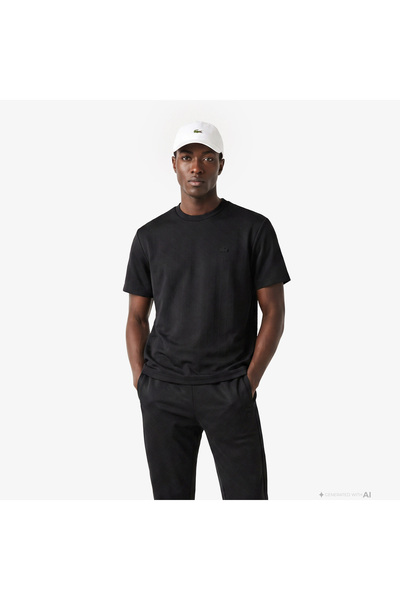 Lacoste Erkek Relaxed Fit Bisiklet Yaka Monogram Siyah T-Shirt