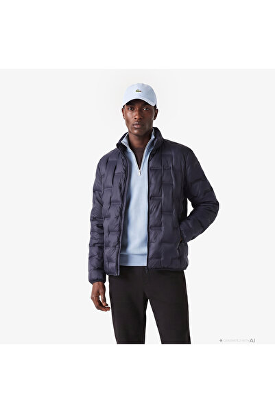 Lacoste Erkek Regular Fit Dik Yaka Kapitone Lacivert Mont