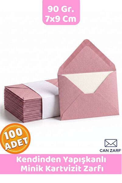 CANVELA 100 Adet 7x9 Cm Pembe Zarf Kendinden Yapışkanlı Kaliteli Ve Canlı Ren...