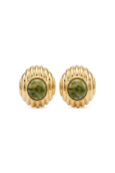 Charmist Steel Mng Green Cude Earrings