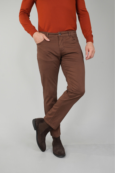Bisse Erkek Kahve Chino Pamuklu 5 Cepli Spor Pantolon