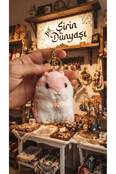 Şirin Sevimli Pofuduk Peluş Hamster Anahtarlık - 3 Renk Seçeneği (Sarı, Gri, ...