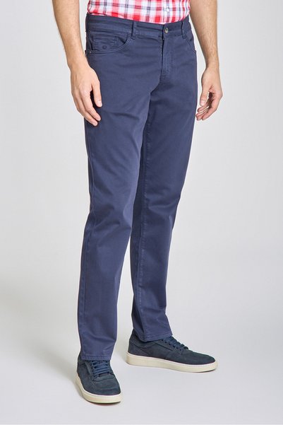 Bisse Navy Blue Cotton Pocketed Chino Cotton Sports Trousers