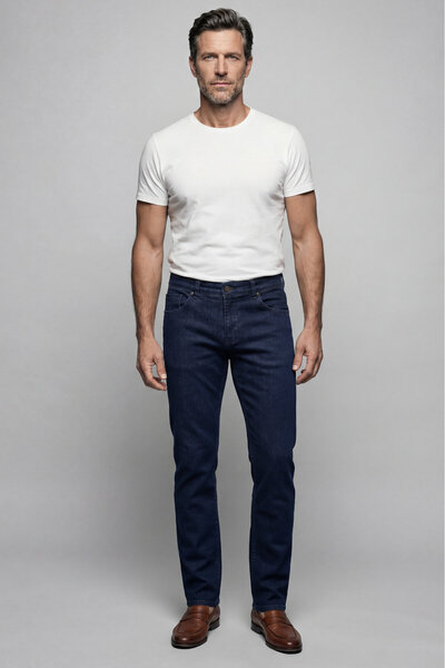 Bisse Lacivert Denim Pamuklu 5 Cepli Erkek Pantolon