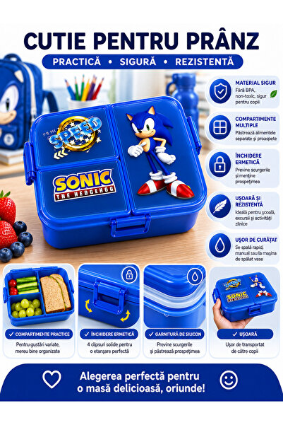 OEM Cutie de prânz Sonic the Hedgehog, pentru copii, 18 × 14 × 6 cm, albastru