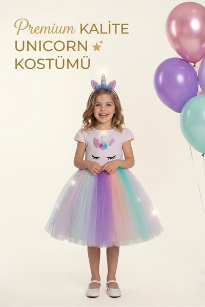 milay's life home collections Costum de tul colorat cu unicorn pentru fete, p...