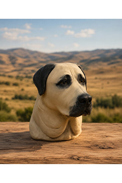 Sivas Kangal Köpek Kafası Masa Dekoru- Anadolu Çoban Köpeği Duvar Dekoru 25 cm Cafe Dekoru
