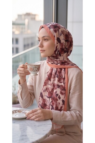 tuaipek Organic Viscose Silk İnci̇ra Shal - Floral Pattern