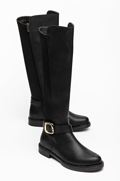 Dubais Shoes Υφασμάτινες μπότες μέχρι το γόνατο με λεπτομέρεια πόρπης 1254