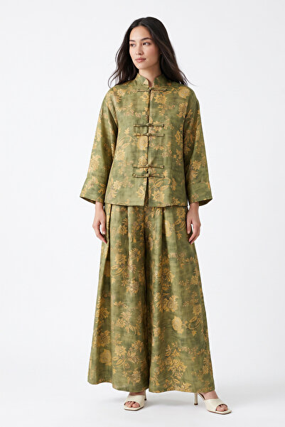 zenne Desenli Kimono Takım 262315 - YEŞİL