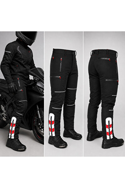 DRC Outdoor Kışlık Siyah Içi Elyaflı Motorcu Pantolonu