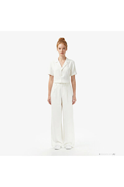 Lacoste Kadın Relaxed Fit Krem Pantolon