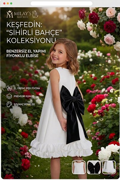 milay's life home collections Večernja haljina za devojčice sa mašnom na leđima