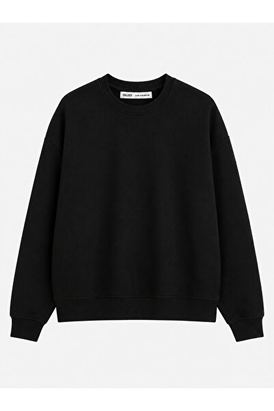 olleo studio Kadın Siyah Modal Kumaş Yumuşak Tuşe Sweatshirt