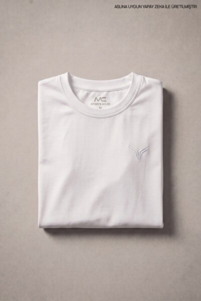 Maccali Tricou alb pentru bărbați Trend guler rotund basic