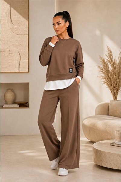 FashionForYou Costum casual LUNARIA, cu o bluză lejeră și pantaloni largi, Ma...