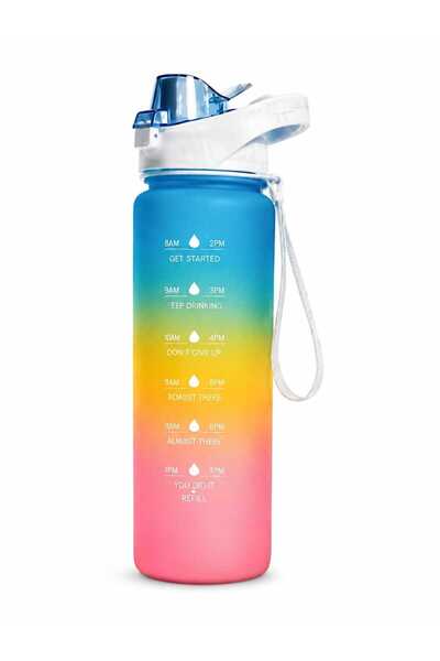 LEOXOL Gradient Water Bottle | 1L Motivational Tritan Plastic Sports Bottle W...
