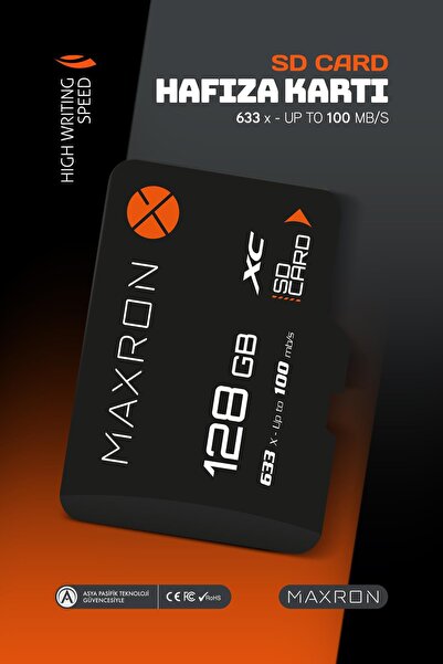Maxron 128 GB Hafıza Kartı SD Kart Adaptörü 100 Mb/s