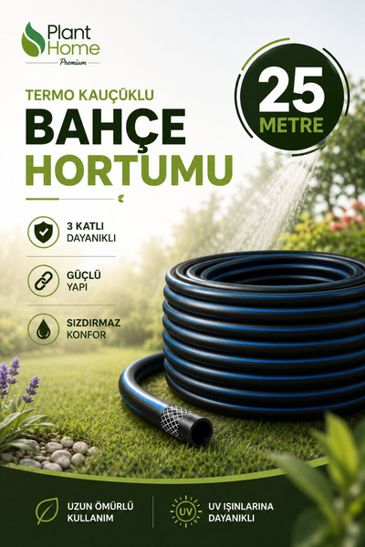 plant-home Термопластичен каучуков градински маркуч 25 метра, 3-слоен, издръж...