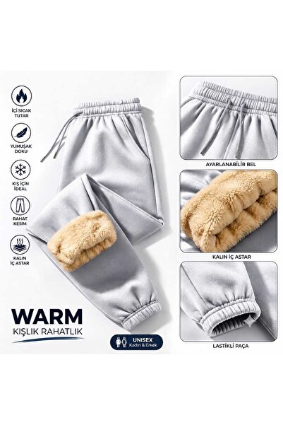 Urban Look Unisex İçi Peluş Kürklü Eşofman Altı Kalın Astarlı Kışlık Sıcak Tu...