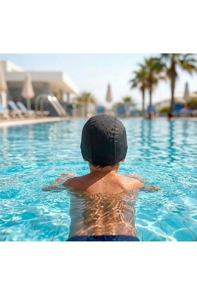 tayuya Children's Pool Cap Set of 2 Micron Fabric Non-Slip Elastic Sea and Swimming Cap (2-16) Years Old